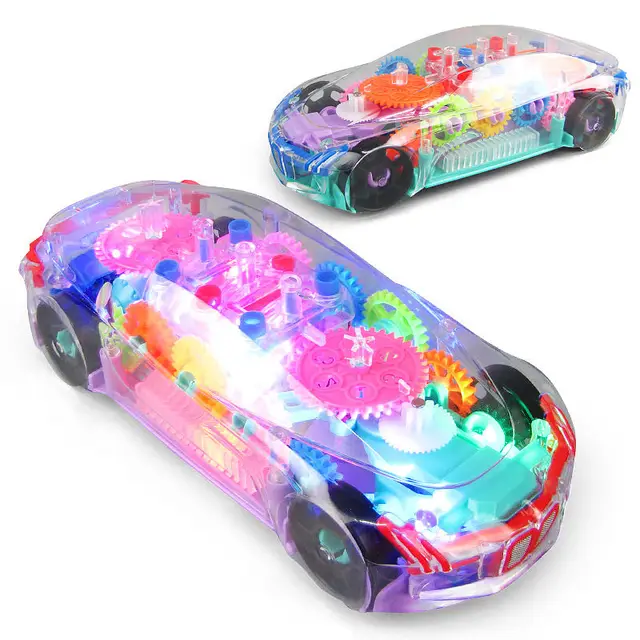 Universal Running Battery Concept Car Children Electric Music Flashing Light Kids Transparent Gear Toy Car