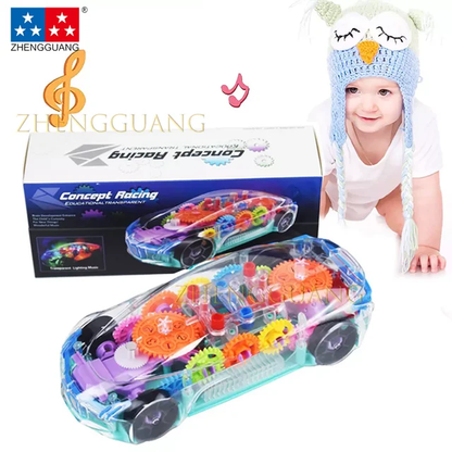 Universal Running Battery Concept Car Children Electric Music Flashing Light Kids Transparent Gear Toy Car