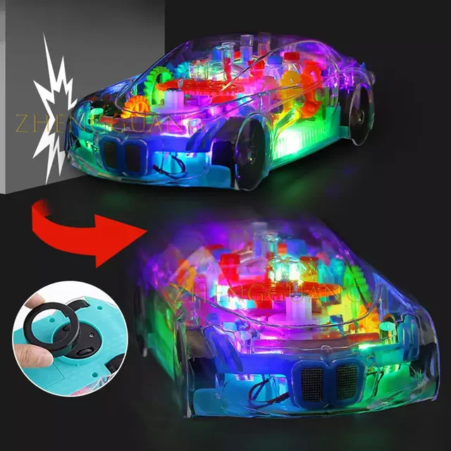 Universal Running Battery Concept Car Children Electric Music Flashing Light Kids Transparent Gear Toy Car