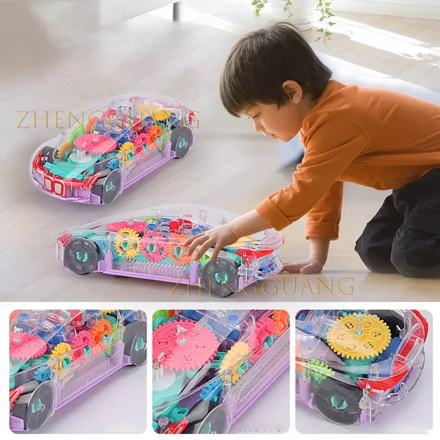 Universal Running Battery Concept Car Children Electric Music Flashing Light Kids Transparent Gear Toy Car