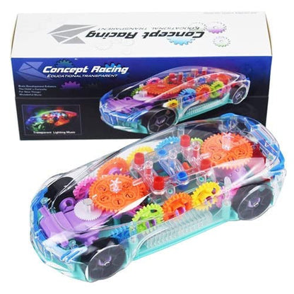 Universal Running Battery Concept Car Children Electric Music Flashing Light Kids Transparent Gear Toy Car