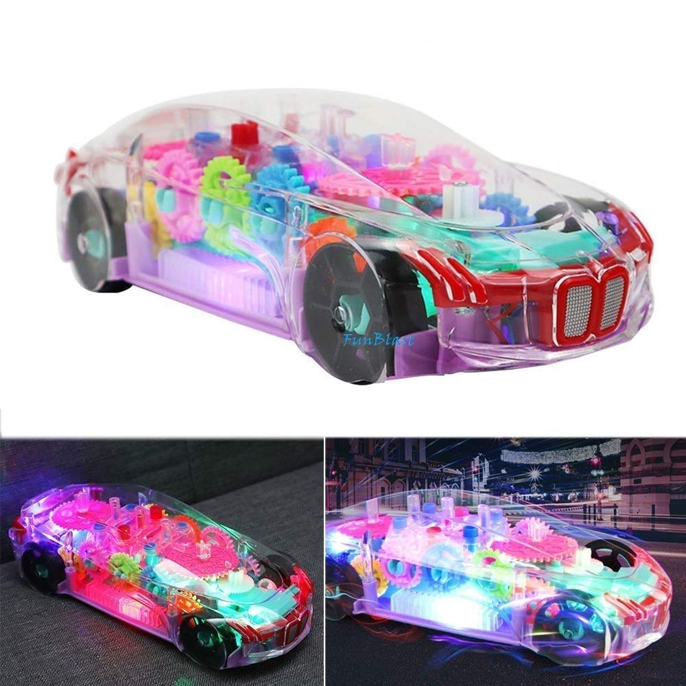 Universal Running Battery Concept Car Children Electric Music Flashing Light Kids Transparent Gear Toy Car