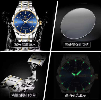 Binbond 5552 B5552 Luxury Man Quartz Wristwatch Waterproof Luminous Date Week Men Reloj Watch Stainless Steel Male Men's Watch