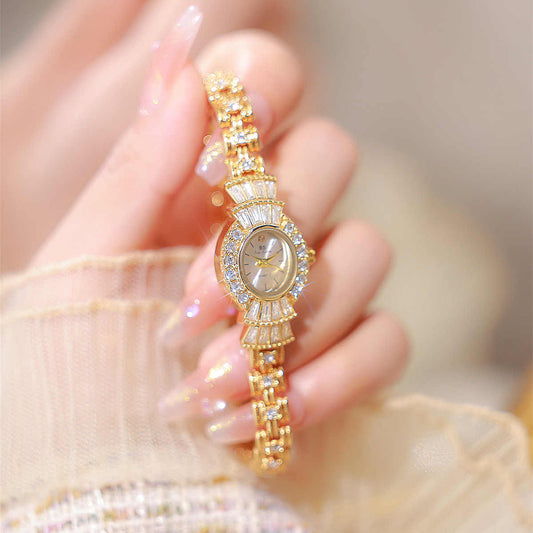 BS Women's Watch Retro Small Gold Watch Niche Light Luxury New Vintage Style Quartz Watches Elegant Clock Jewelry Reloj FA1715