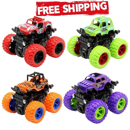 Pack of 4 Off-Road Vehicle Pullback Children Toy Car Plastic Friction Stunt Car Juguetes Carro Kids Toys For Boys